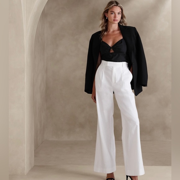 Banana Republic Pants - FINAL MARKDOWN! Banana Republic White High-Rise Linen Blend Pant